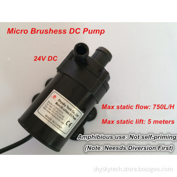 9-24Vdc Micro Brushless DC water pump, 800/800A-H, 7.5M, 800LPH 27.6W, Long life Low noise, Absolutely safety